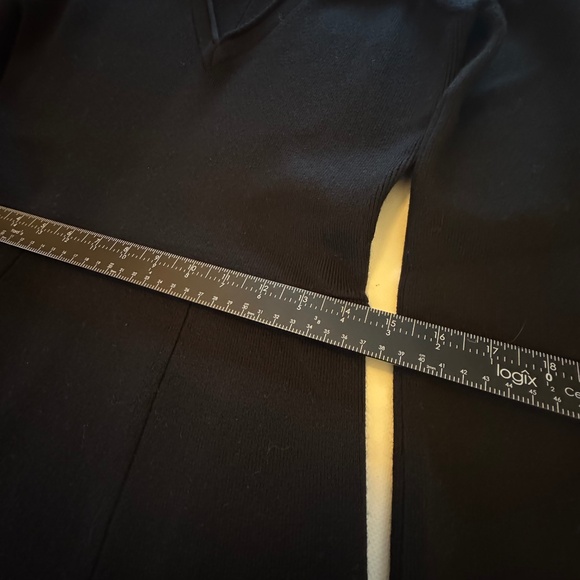 ARGENT Merino Wool A-Line Dress Rich Sweater Dress Black V-Neck Open Sleeve Nwot - Picture 7 of 12